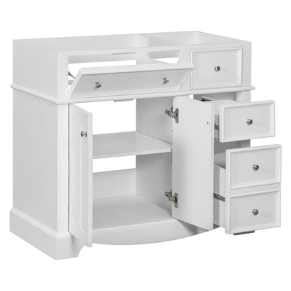 Vanity Without Basin Sink, Frame Bathroom Storage Cabinet, Freestanding Vanity With 3 Drawers &amp; Adjustable Shelf