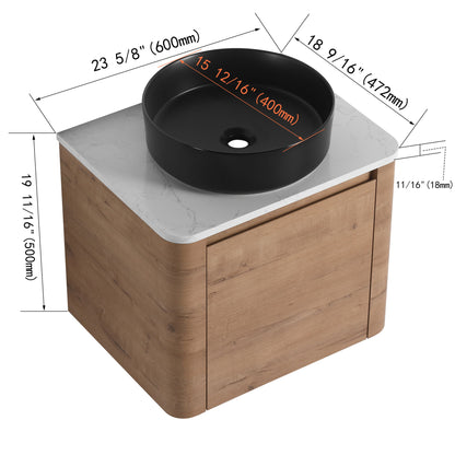 Wall Mounted Bathroom Vanity &amp; Art Sink &amp; 1 Soft Close Door