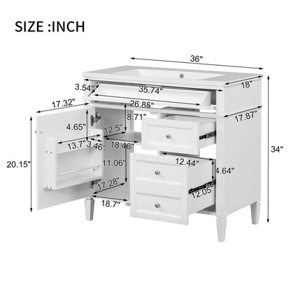 Bathroom Vanity &amp; Top Sink, Modern Bathroom Storage Cabinet With 2 Drawers And A Tip-Out Drawer