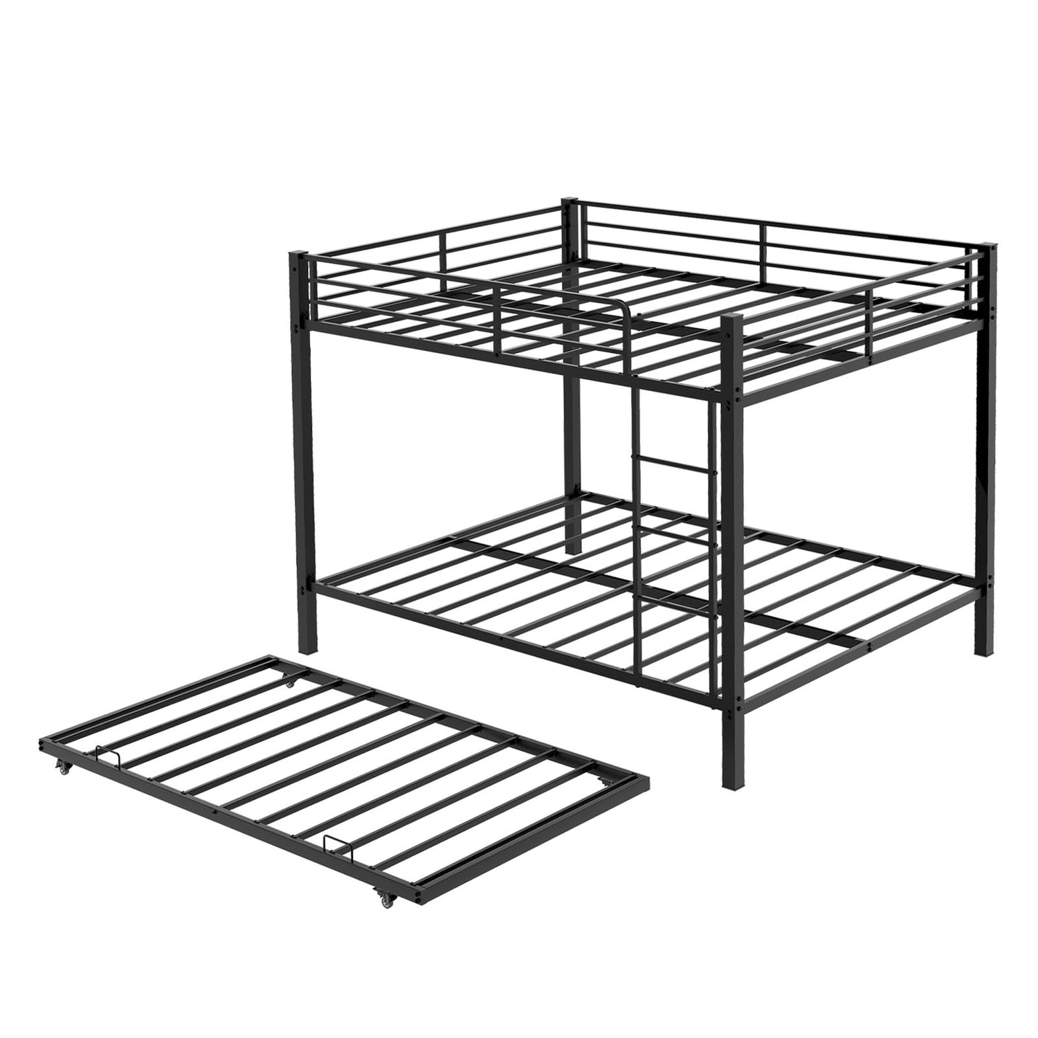 Bunk Bed For Kids, Convertible Frame With Ladders &amp; Guardrail