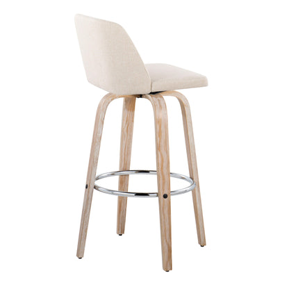 Toriano - Contemporary Fixed Height Barstool With Swivel &amp; Round Footrest (Set of 2)