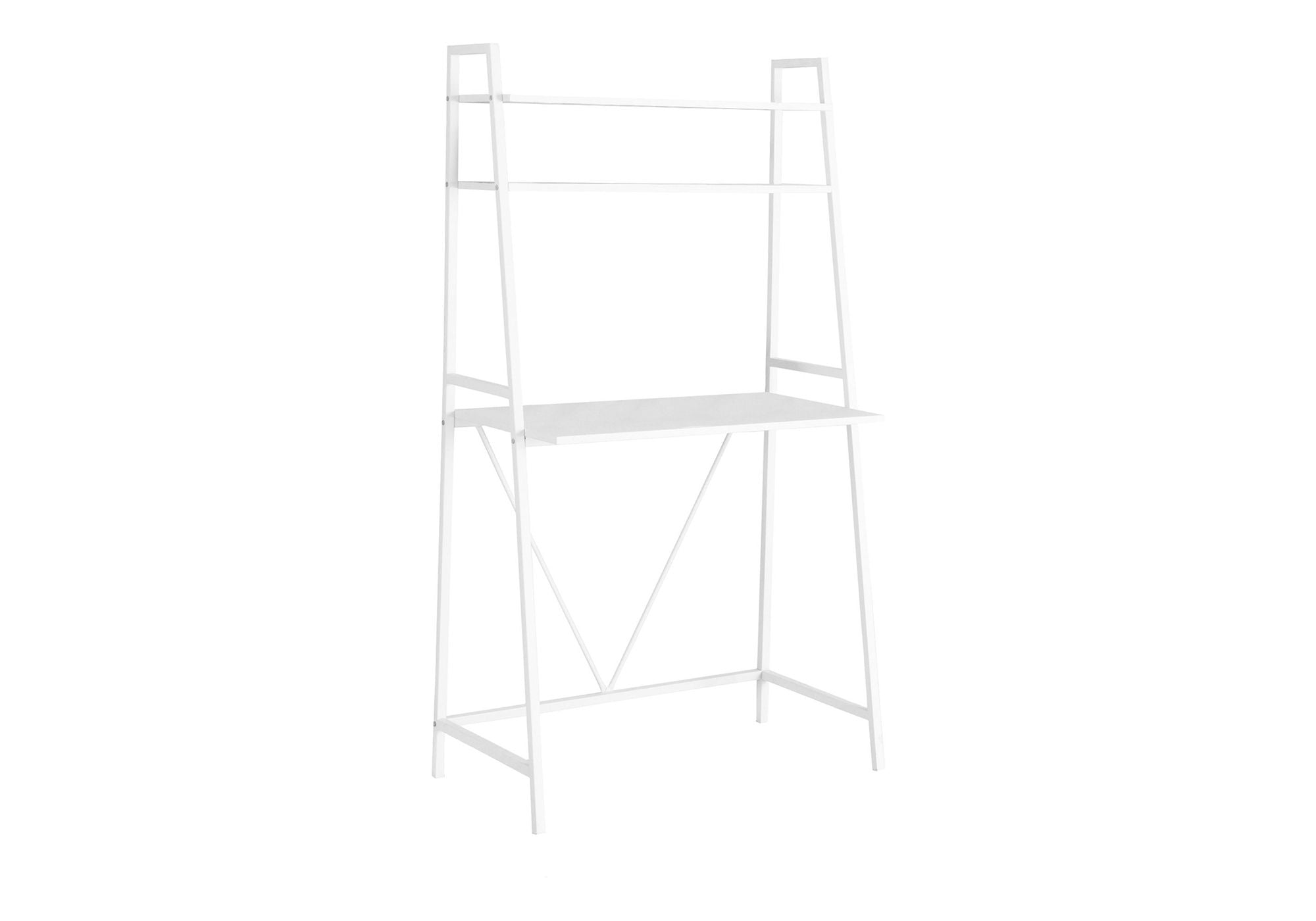 Computer Desk For Home Office, Laptop, Leaning, Storage Shelves, Contemporary &amp; Modern - White