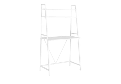 Computer Desk For Home Office, Laptop, Leaning, Storage Shelves, Contemporary &amp; Modern - White