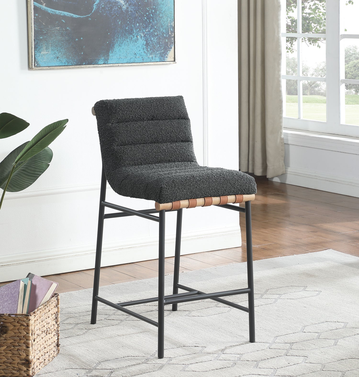 Lahni - 17&quot; Boucle Fabric Counter Height Chair