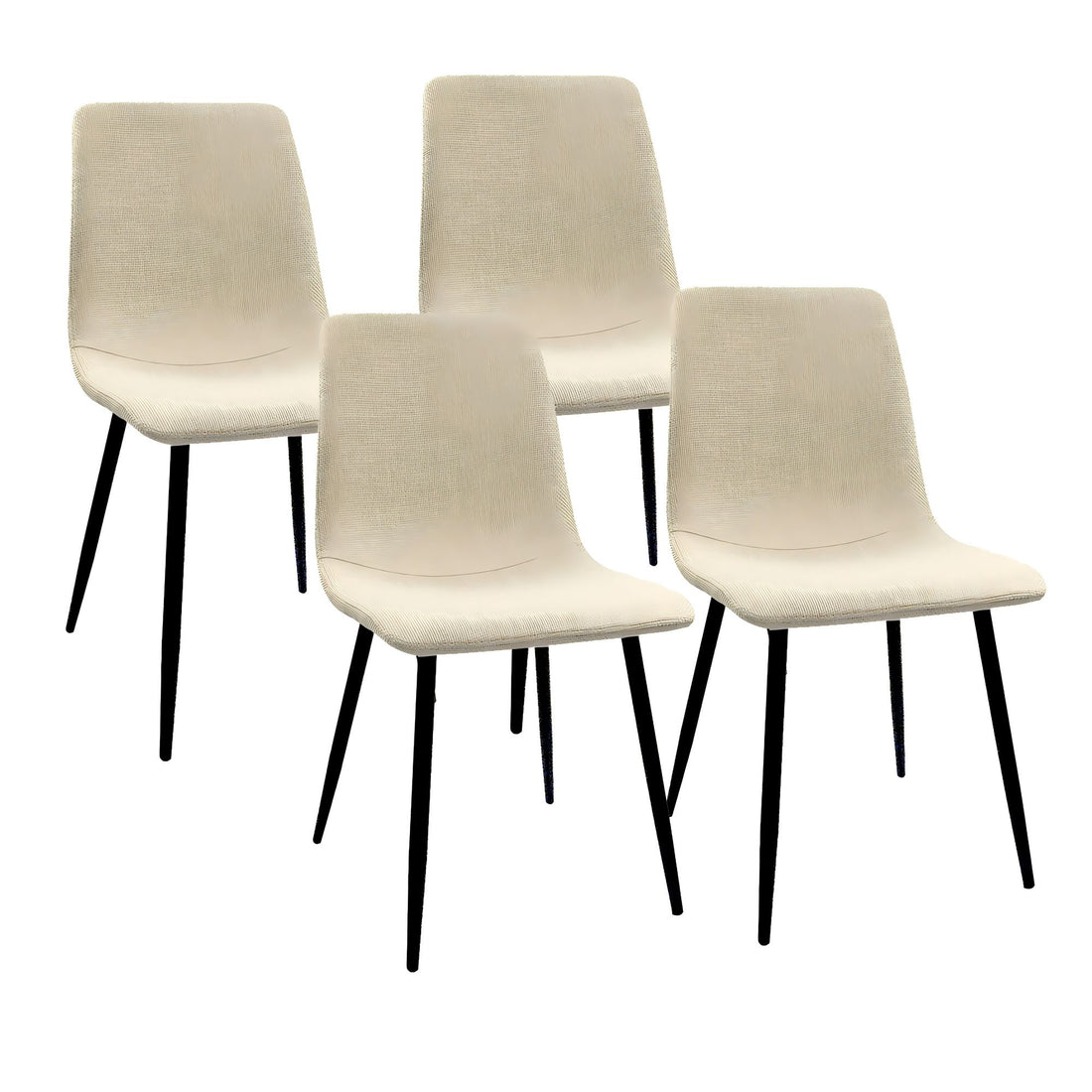 Modern Dining Table &amp; Suede Chair Set WIth Rectangular Metal Base