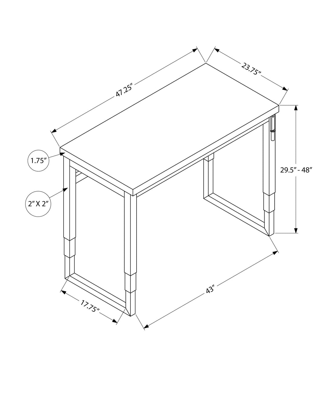 Computer Desk, Home Office, Standing, Adjustable, Laptop, Contemporary &amp; Modern - Brown