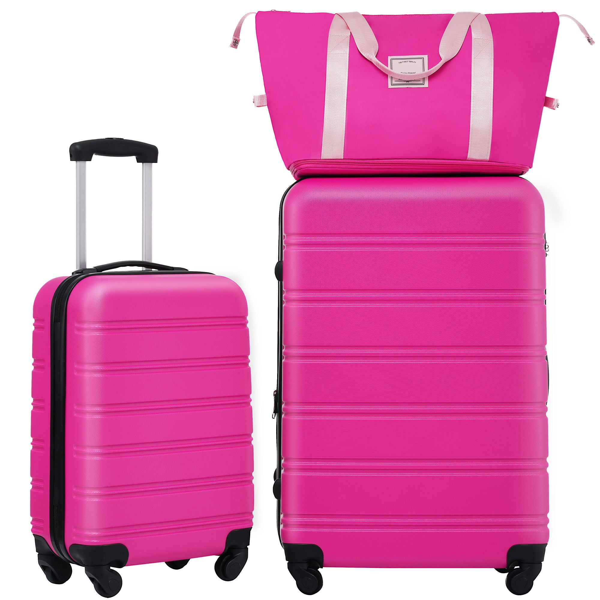 Hardshell Luggage Sets 2 Pieces + Bag Spinner Suitcase With Tsa Lock Lightweight 20&quot; / 28&quot; - Pink