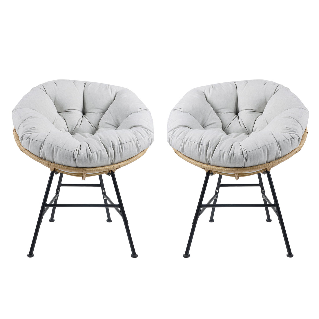 Palos - Outdoor Wicker Lounge Chair (Set of 2) - Brown / Light Gray
