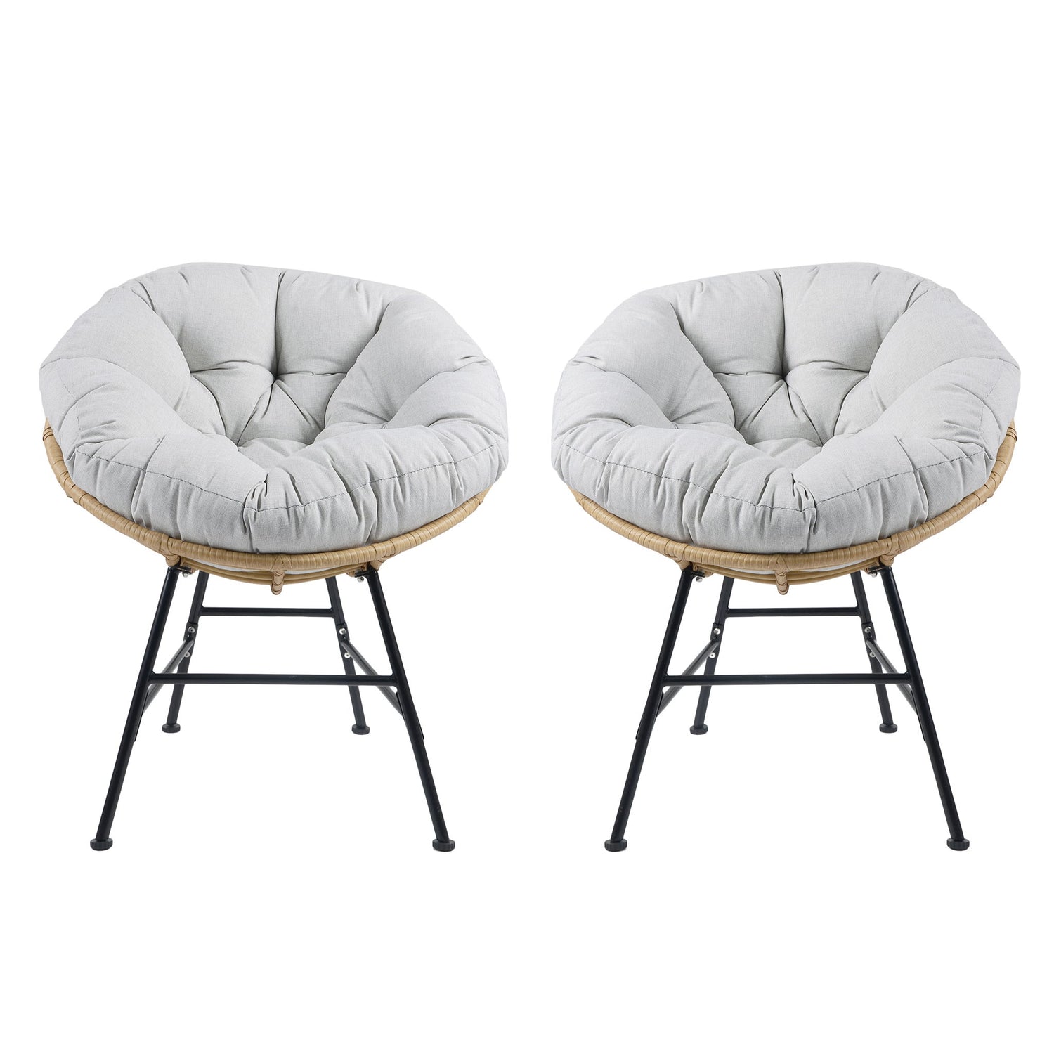 Palos - Outdoor Wicker Lounge Chair (Set of 2) - Brown / Light Gray