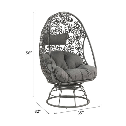 Hikre - Patio Lounge Chair &amp; Side Table - Black / Charcoal