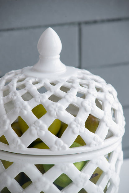 Ballas - Bird Lidded Jar - White