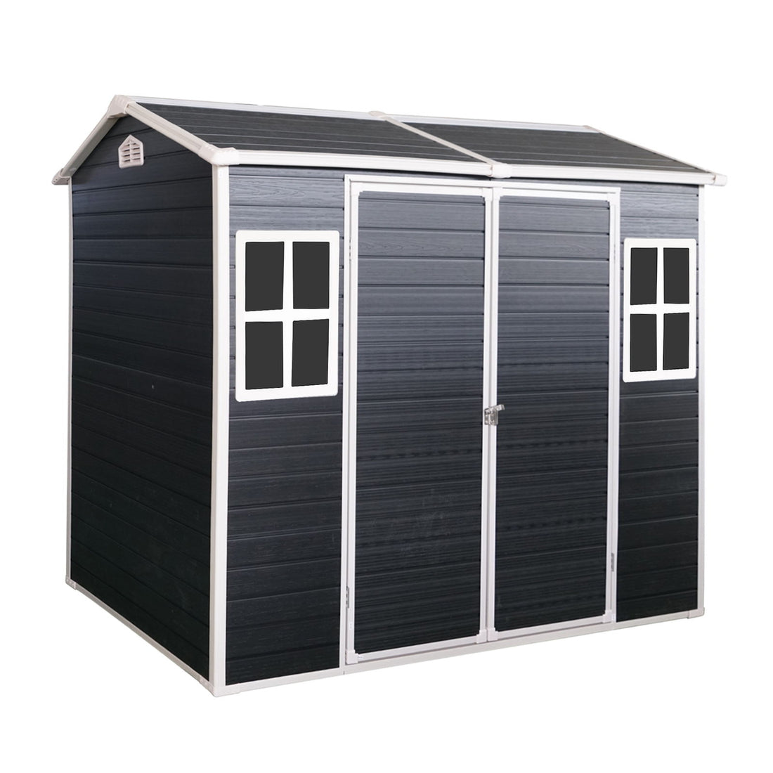 Resin Outdoor Storage Shed Waterproof Shed With Floor &amp; Two Windows &amp; Lockable Door, Tool Shed For Garden, Patio, Backyard