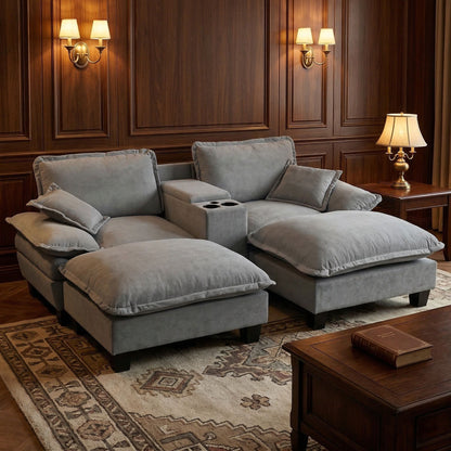 Modular Cloud Couch Sofa With Cup Holders &amp; Storage, USB Port