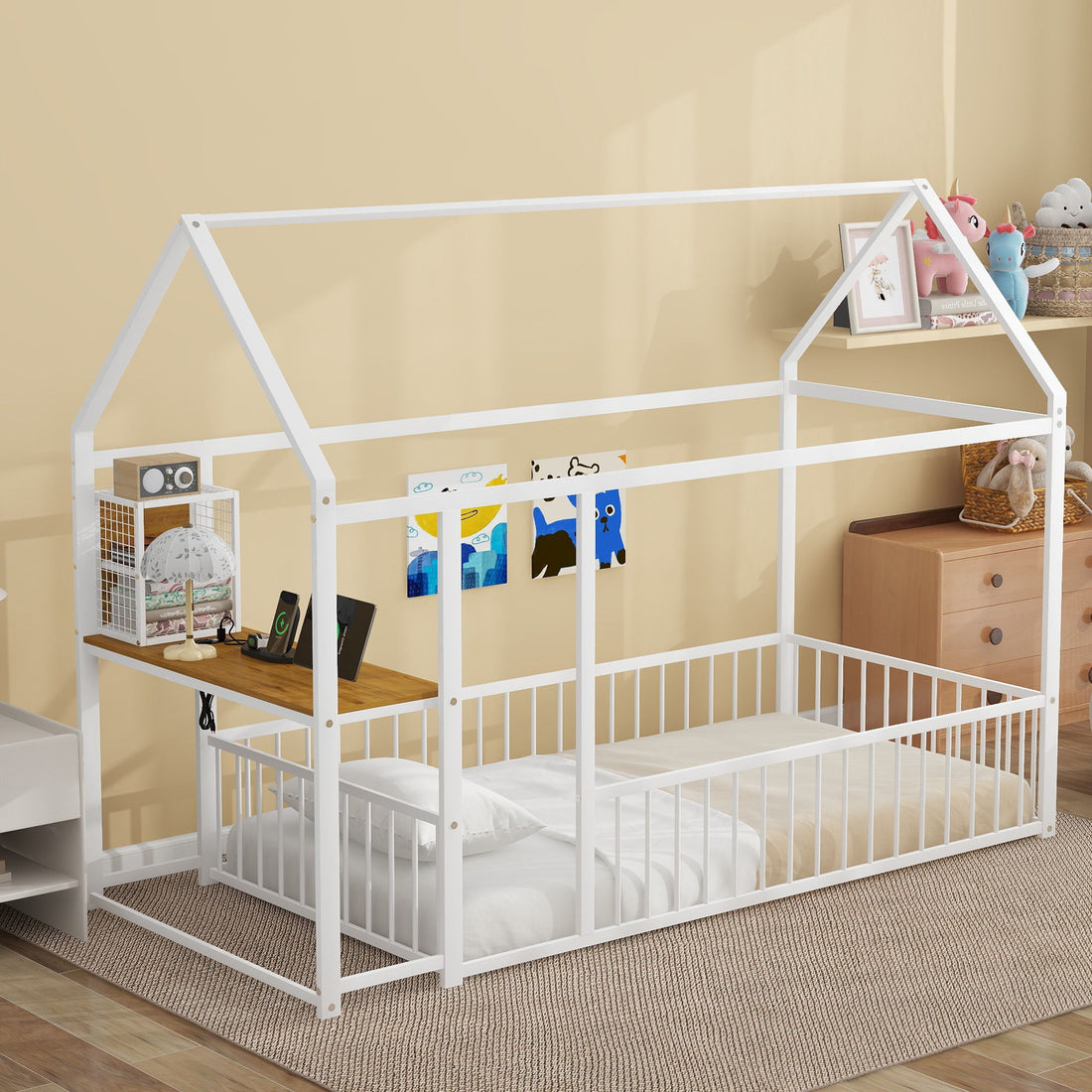 House Frame With Desk, Shelves, Power Outlets And USB Ports