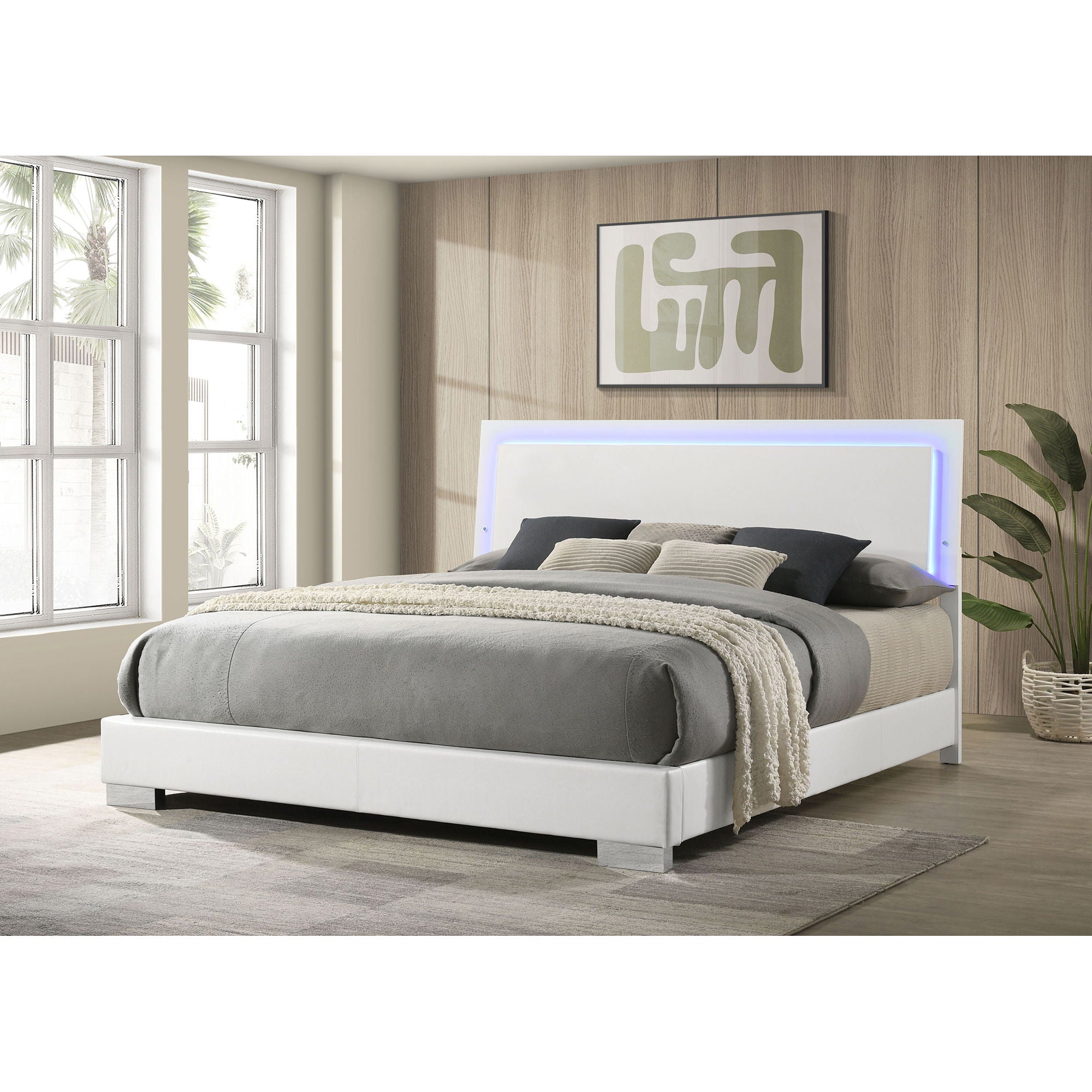 Strick &amp; Bolton - High Gloss Panel Bed With LED Lights