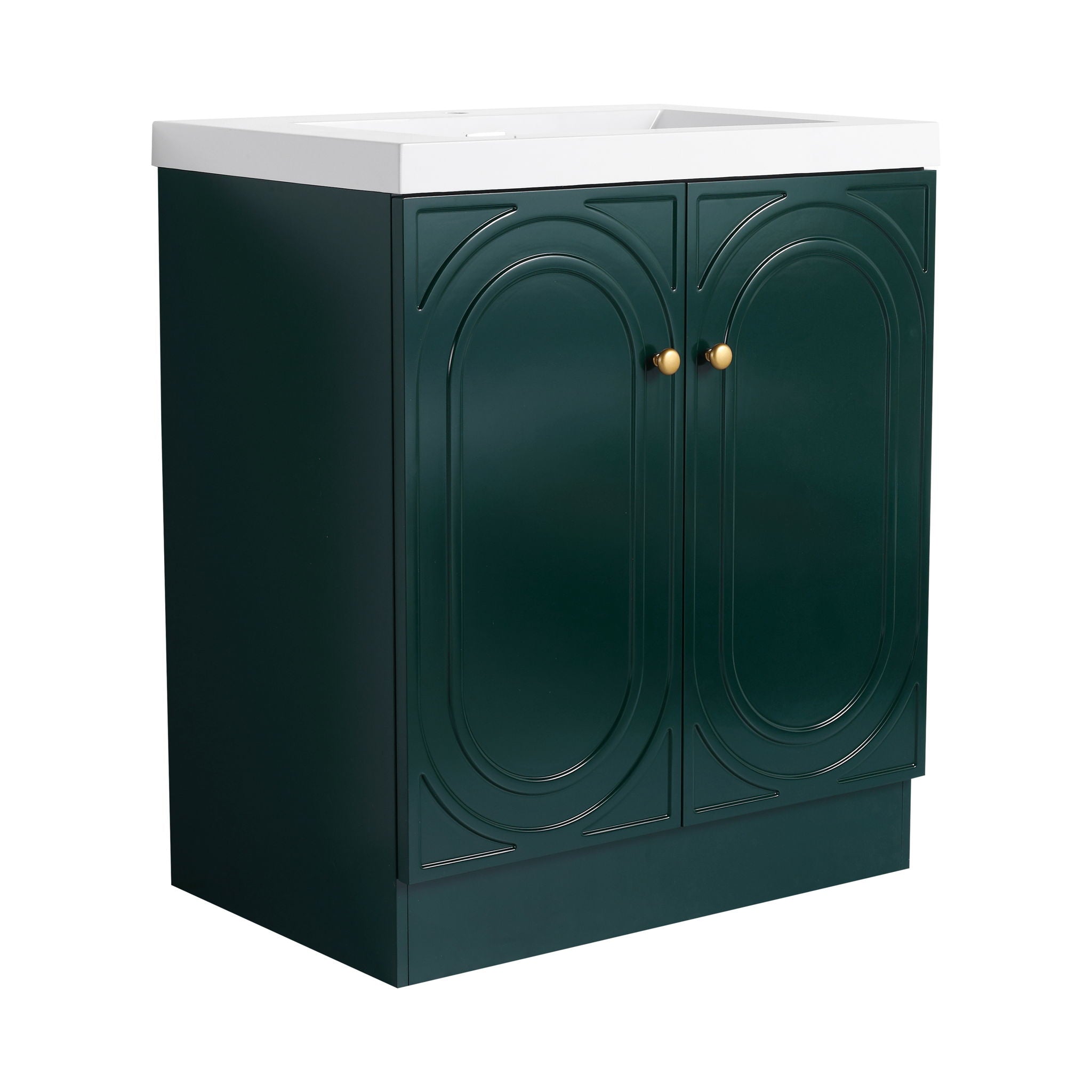 Contemporary Freestanding Bathroom Vanity With Resin Sink &amp; Soft-Close Cabinet Doors