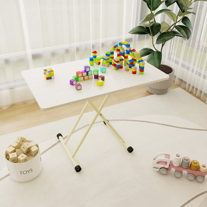 Adjustable Standing Table, Indoor &amp; Outdoor Use, Portable With Adjustable Height - Off White / White