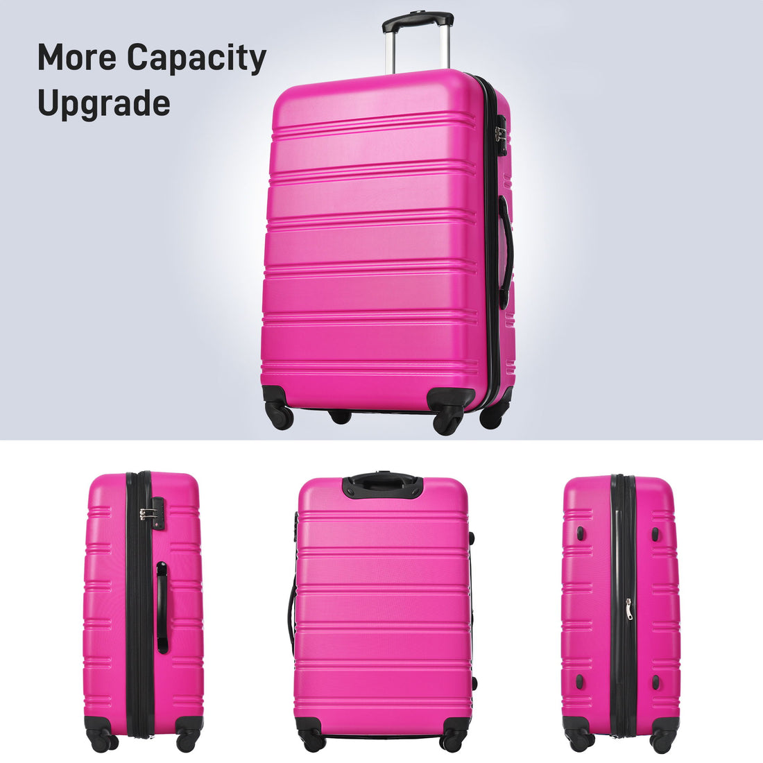 Hardshell Luggage Sets 2 Pieces + Bag Spinner Suitcase With Tsa Lock Lightweight 20&quot; / 28&quot; - Pink