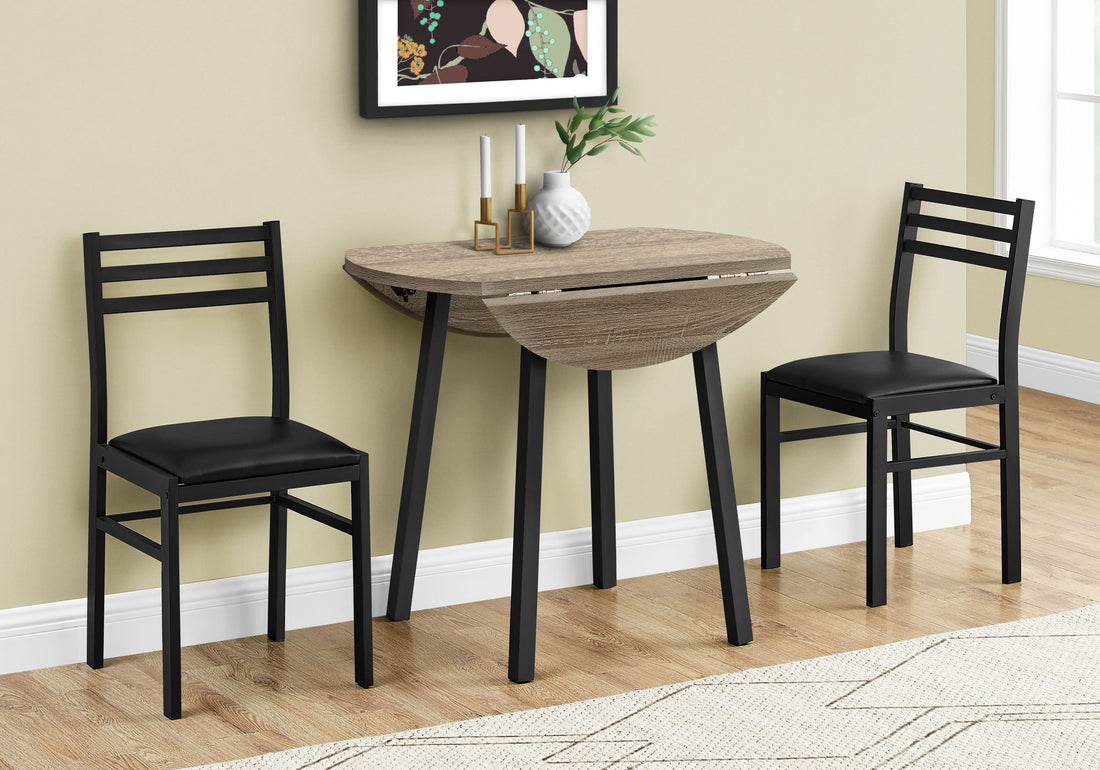 3 Pieces Dining Table Set, Small, Drop Leaf, Contemporary &amp; Modern