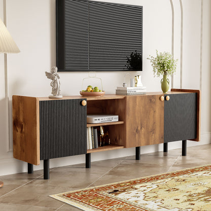 Mid Century TV Stand &amp; 3 Cabinets, Media Console Table For Tvs Up To 70&