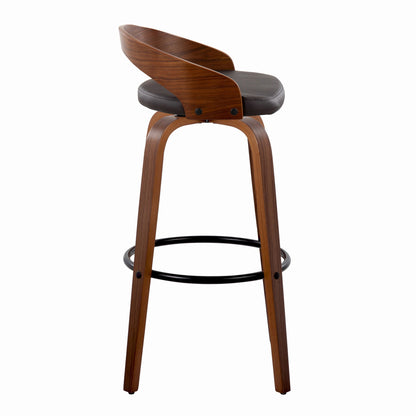 Grotto - Mid Century Modern Fixed Height Barstool &amp; Swivel With Round Footrest (Set of 2)