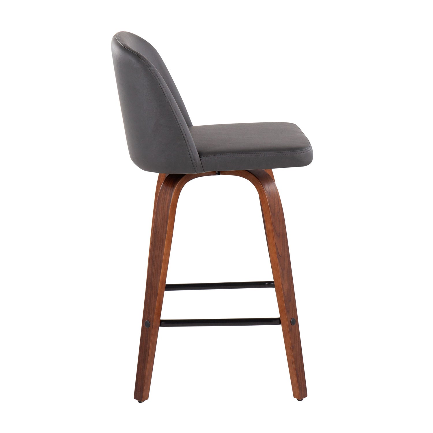 Toriano - Mid Century Modern Fixed Height Counter Stool &amp; Square Footrest (Set of 2)