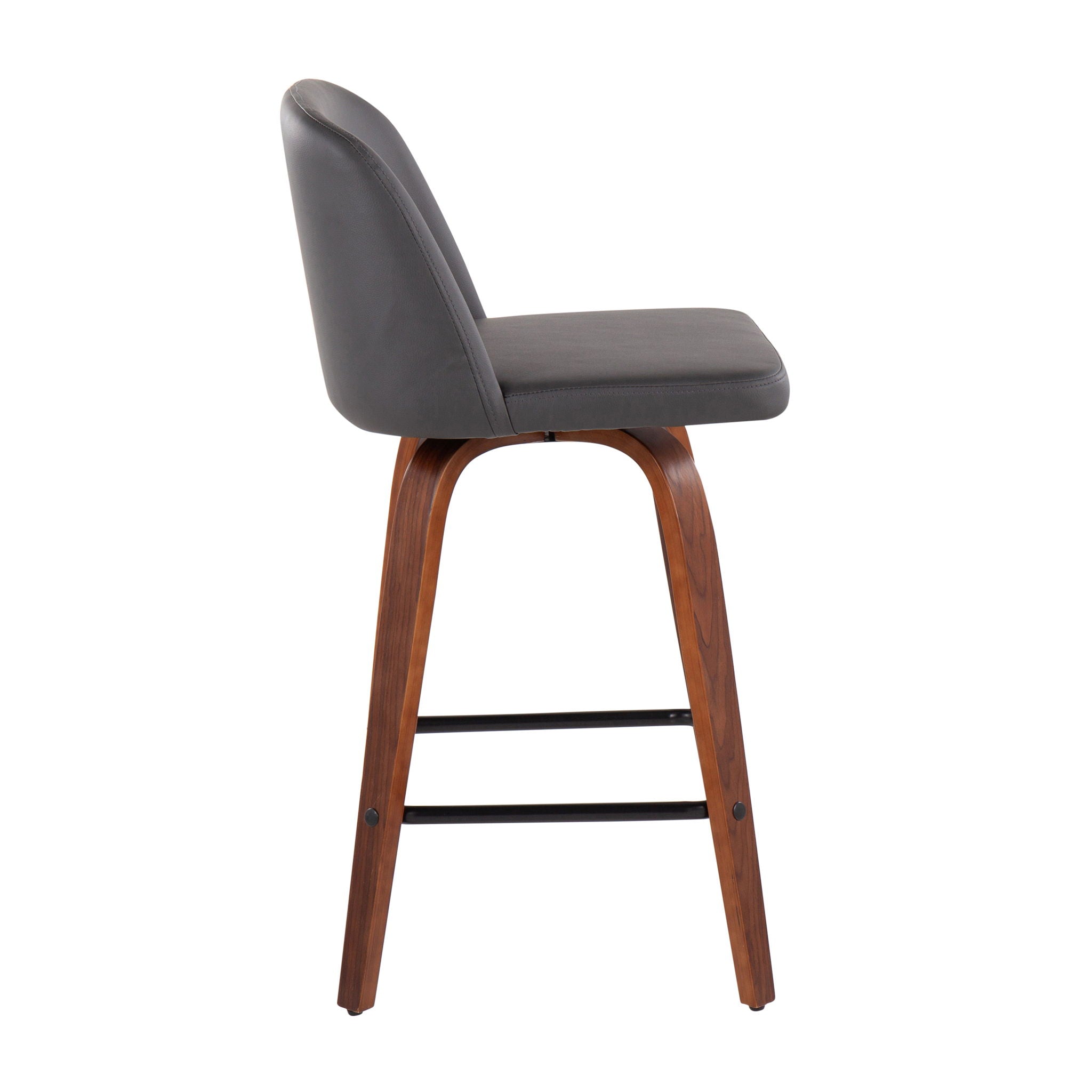Toriano - Mid Century Modern Fixed Height Counter Stool &amp; Square Footrest (Set of 2)