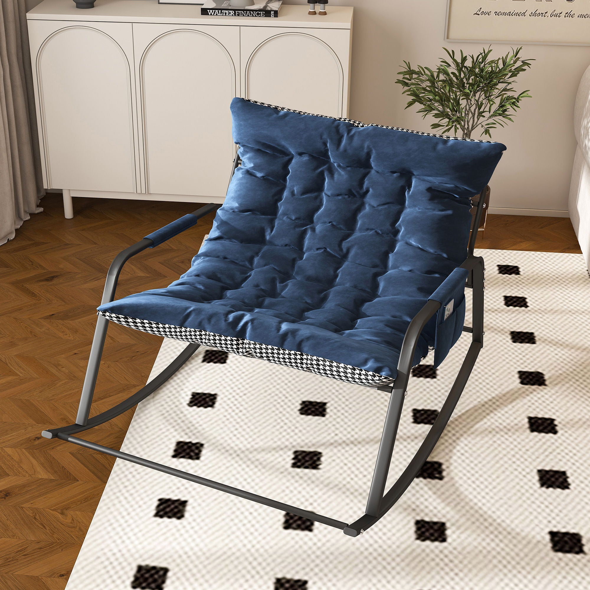 Rocking Chair With Storage, Cushions &amp; Armrests