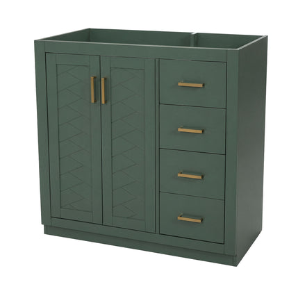 Retro Style Bathroom Vanity, 3 Drawers &amp; Soft Closing Doors