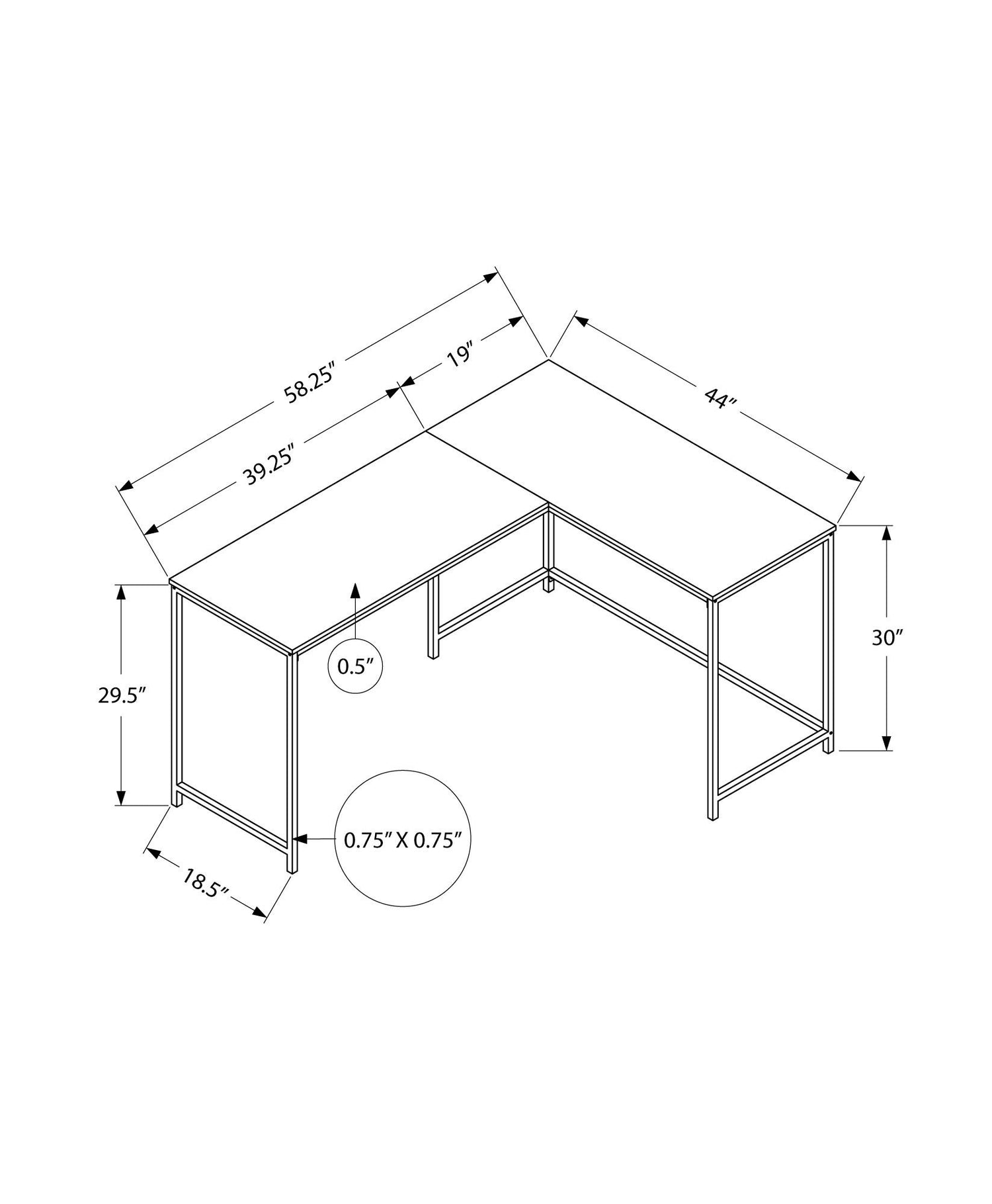 Computer Desk, Home Office, Corner, L Shape, Laptop, Marble Look Contemporary &amp; Modern