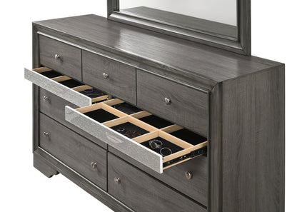 Matrix Traditional Style Full 4 Piece Storage Bedroom set made with Wood in Gray