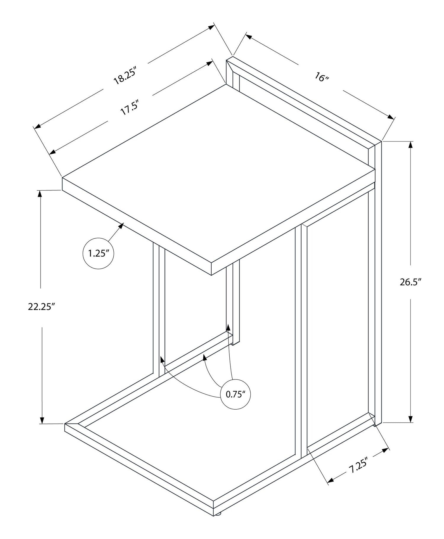 Accent Table, C - Shaped, Contemporary &amp; Modern