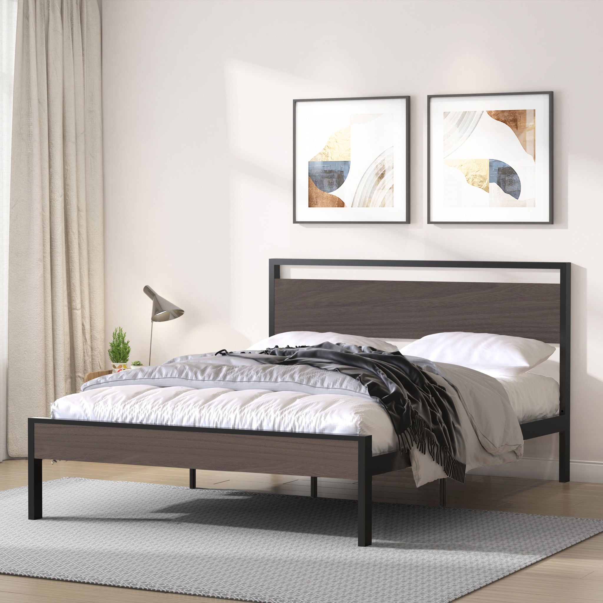 Ceres - Metal Bed With Wood Headboard &amp; Footboard