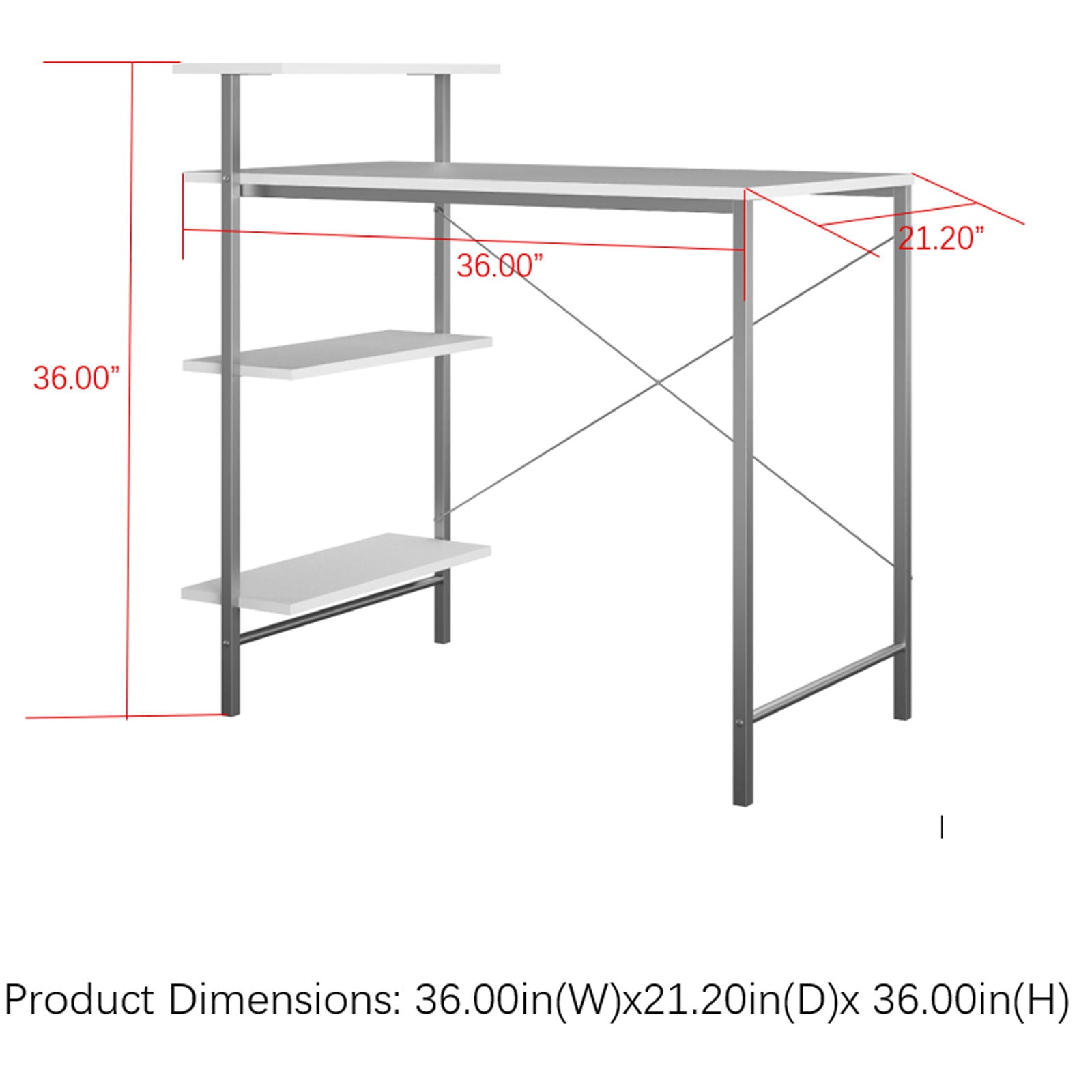 Side Storage Student Desk - White