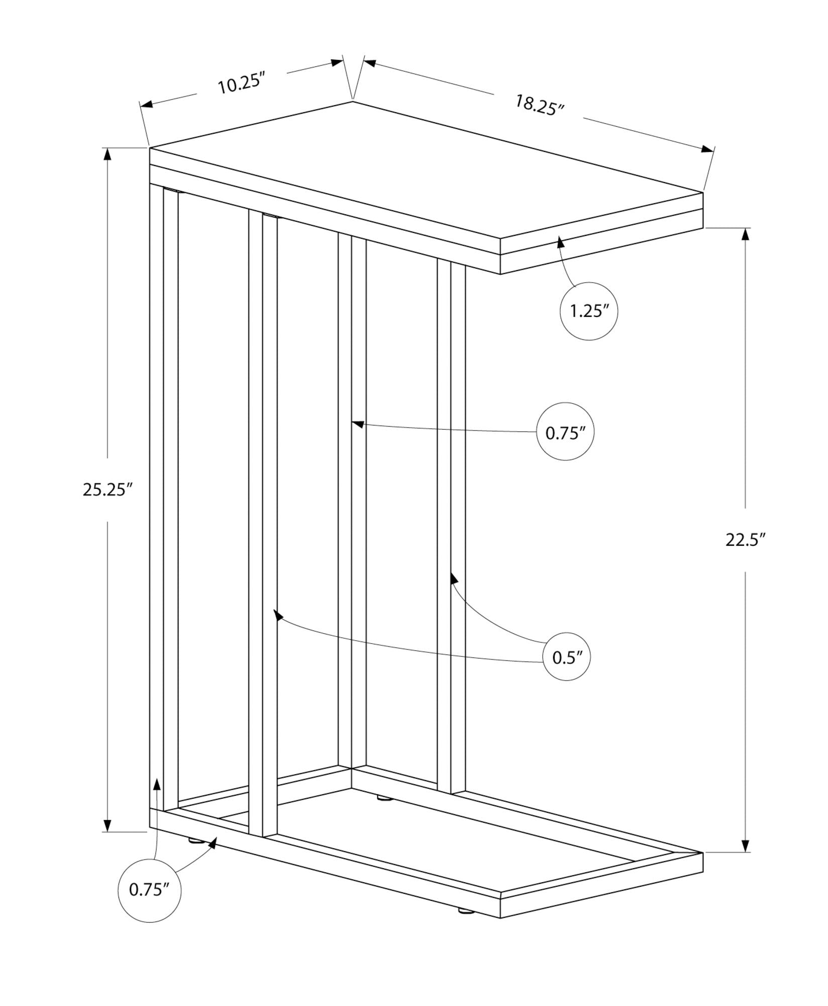 Accent Table, C - Shaped, Tempered Glass, Stylish Design Contemporary &amp; Modern