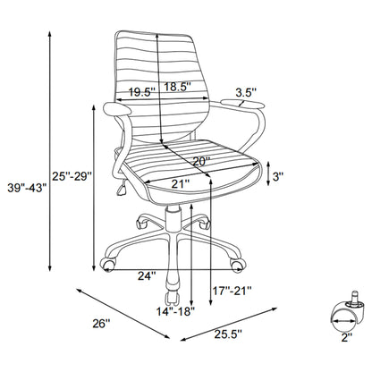 Height Adjustable Swivel Office Chair With Padded Seat And Armrests - Black