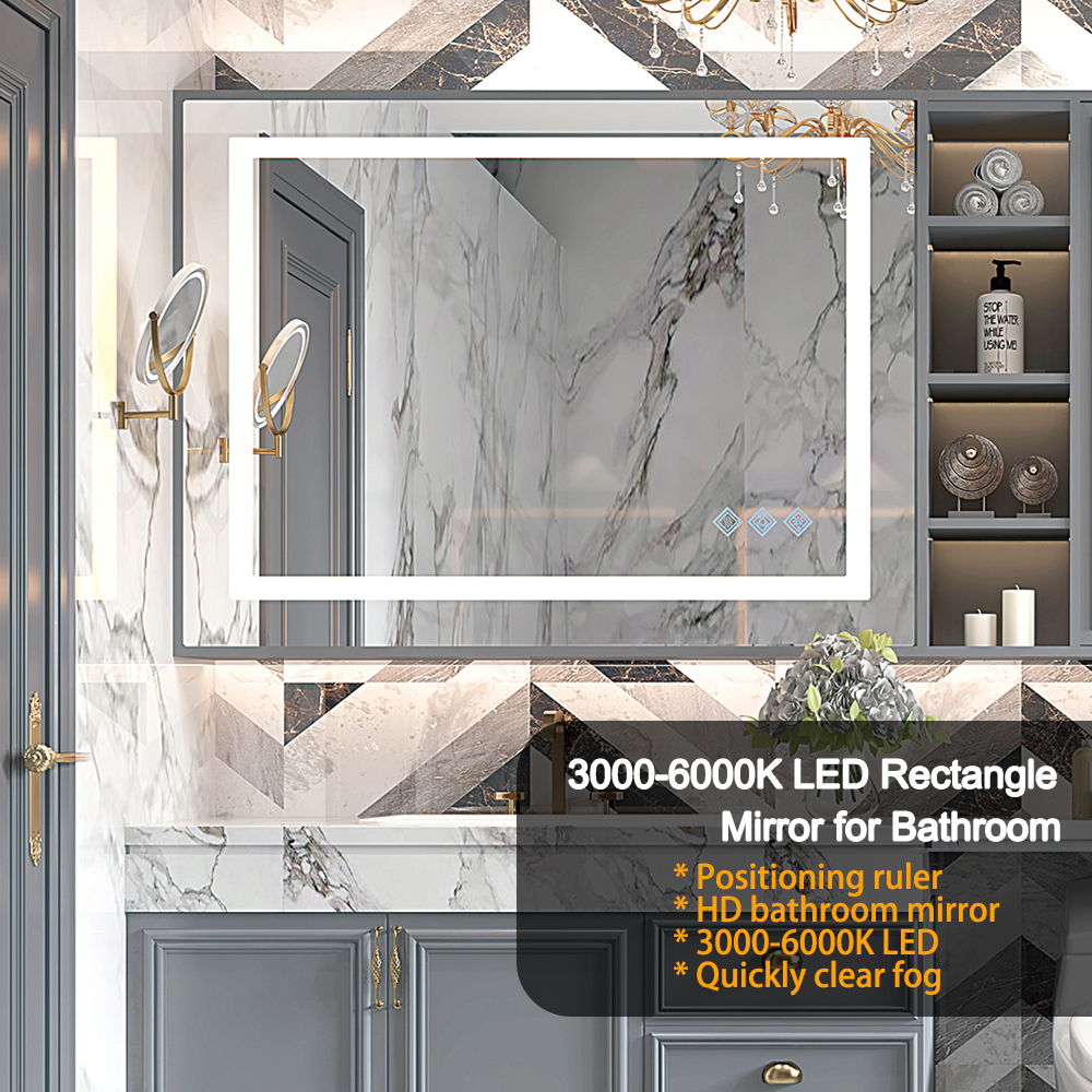 3000-6000K LED Bathroom Mirror With Lights, Anti-Fog Dimmable Lighted Wall Mounted Vanity Mirror Master Bath Modern Makeup (Only Mirrors, Not Cabinets) Horizontal &amp; Vertical