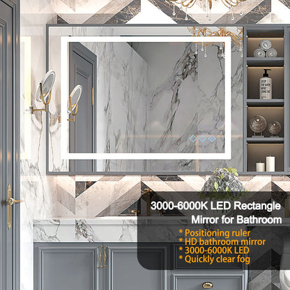 3000-6000K LED Bathroom Mirror With Lights, Anti-Fog Dimmable Lighted Wall Mounted Vanity Mirror Master Bath Modern Makeup (Only Mirrors, Not Cabinets) Horizontal &amp; Vertical