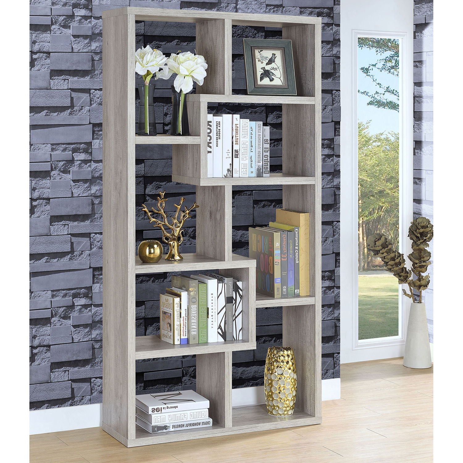 Lawton - 7 Shelf Bookshelf - Driftwood
