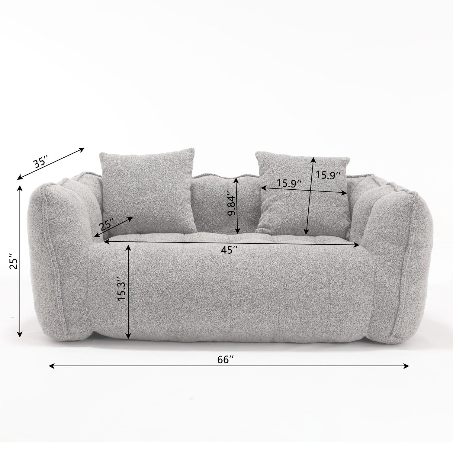 Soft Beanbag Chair With High Resilience Foam Core For Two People