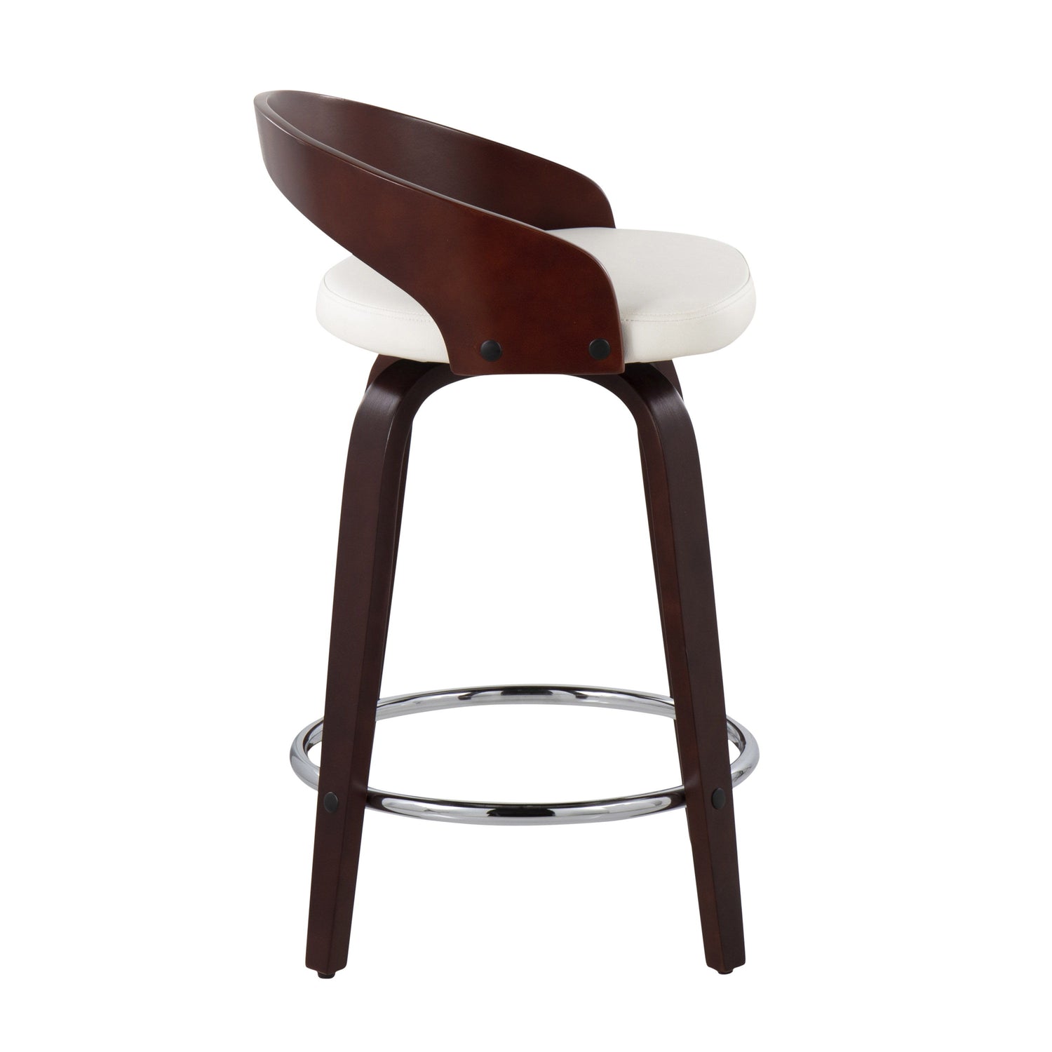 Grotto - Contemporary Fixed Height Counter Stool &amp; Swivel With Round Footrest (Set of 2)