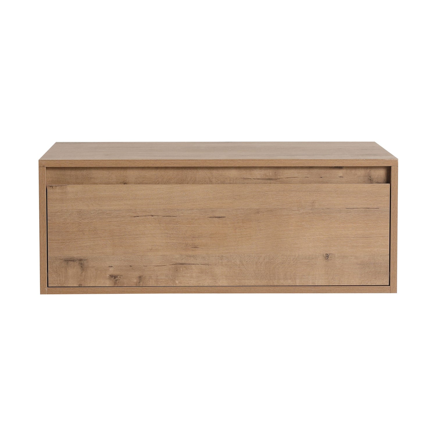 30" Wall Mounted Dressing Table With Mirror, Frame Storage Cabinet, Soft Close Door - Imitative Oak