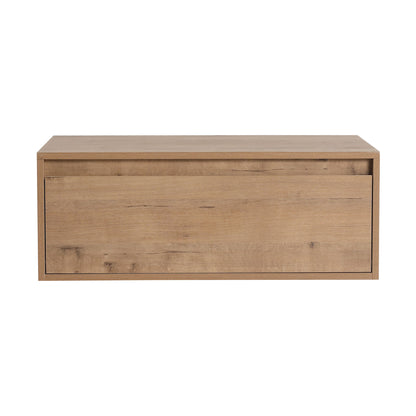 30" Wall Mounted Dressing Table With Mirror, Frame Storage Cabinet, Soft Close Door - Imitative Oak