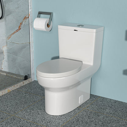 1 Piece Toilet &amp; Dual Flush, Soft Closing Seat - White
