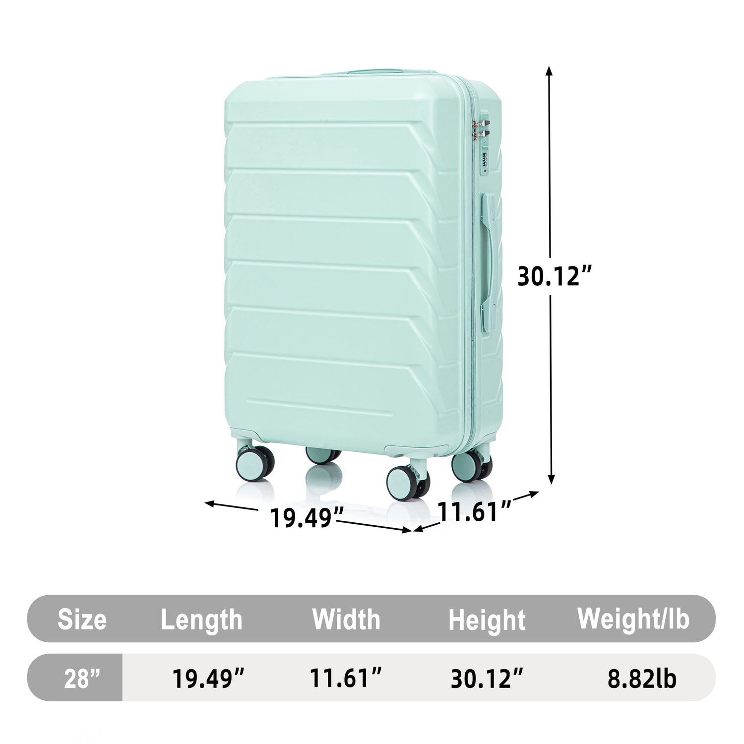 Hard Shell Luggage With Scratch Resistant Surface, 4 Wheels, Combination Lock &amp; Side Hooks