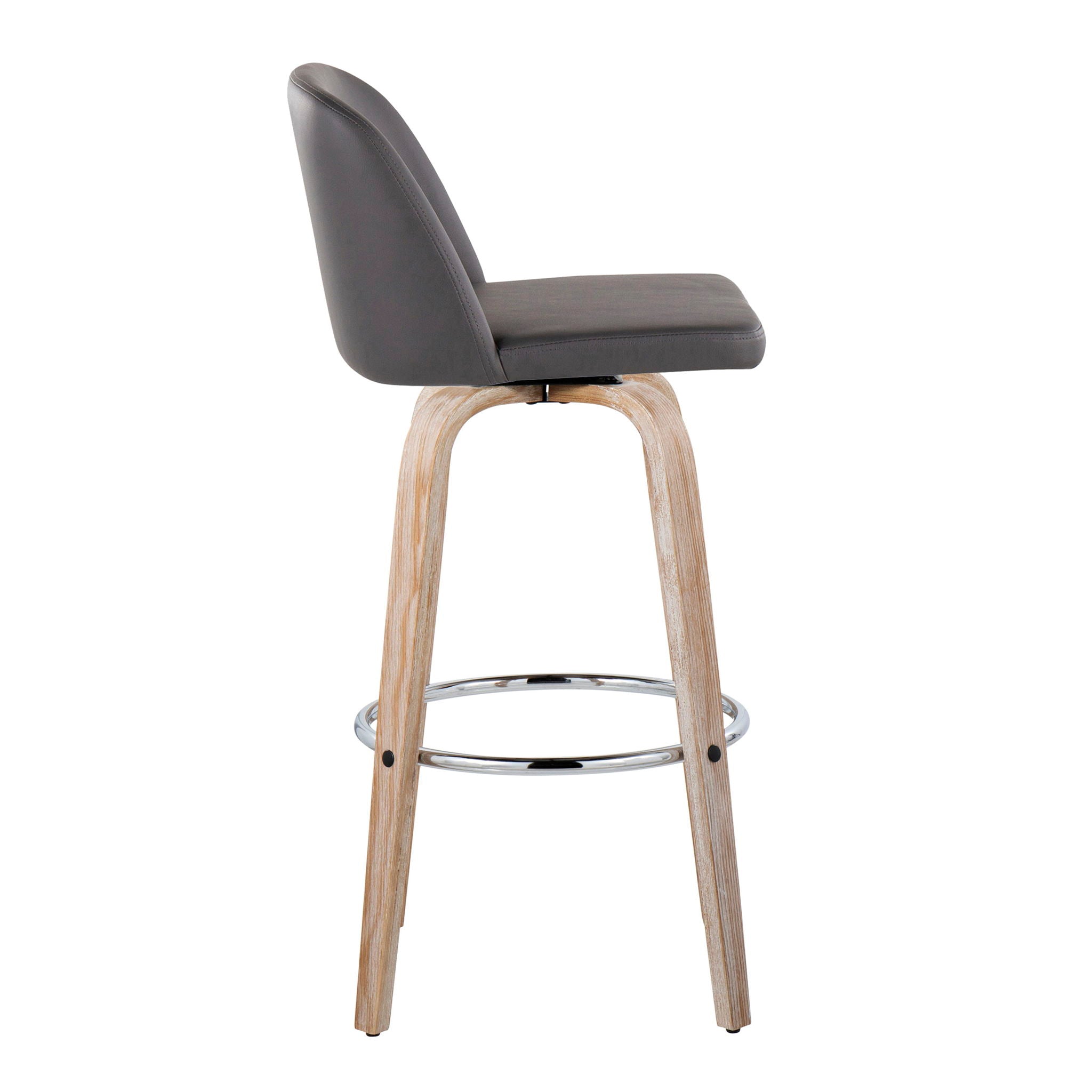 Toriano - Contemporary Fixed Height Barstool With Swivel &amp; Round Footrest (Set of 2)