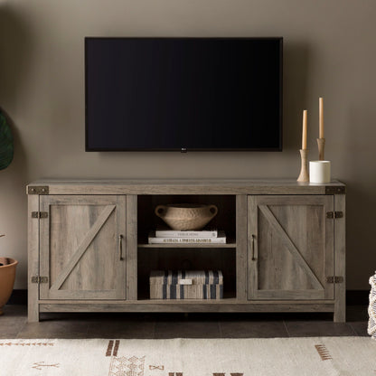 Farmhouse Barn Door TV Stand For TVs Up To 65&quot;