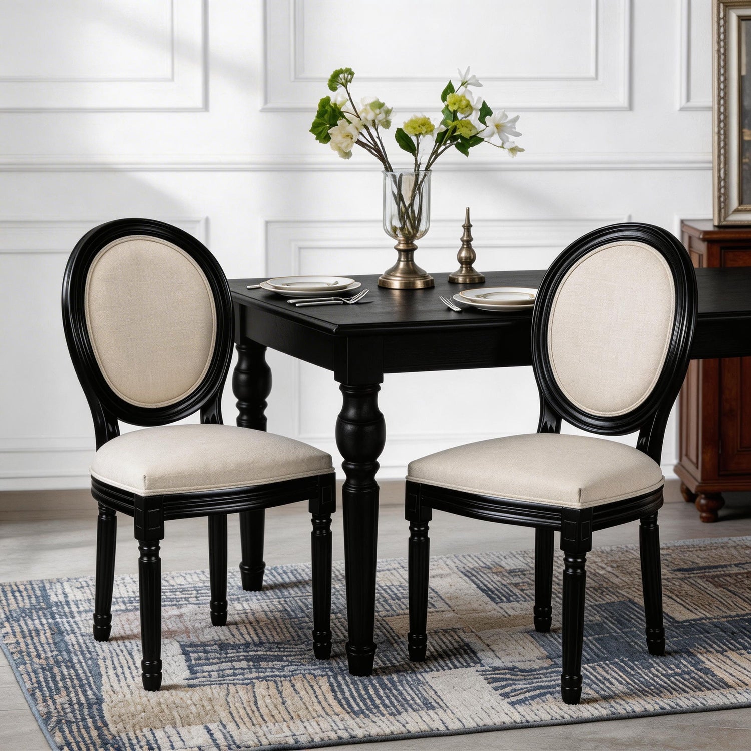 Upholstered &amp; Round Back Dining Chairs (Set of 2)