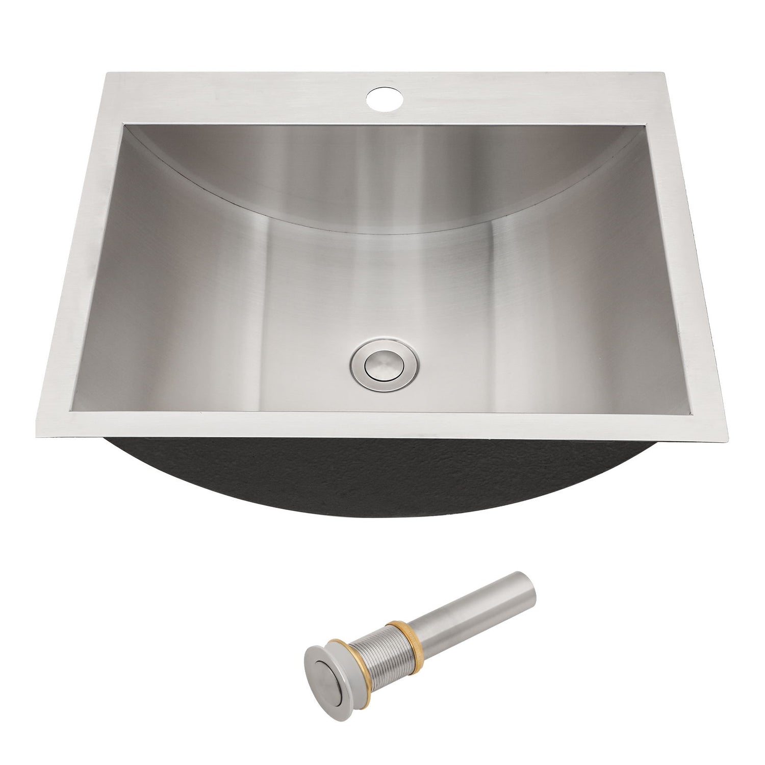 21 X 17&quot; Drop In Bathroom Sink With Pop Up Drain, Stainless Steel Su304, Durable &amp; Rust Resistant, Easy Installation - Brushed Nickel