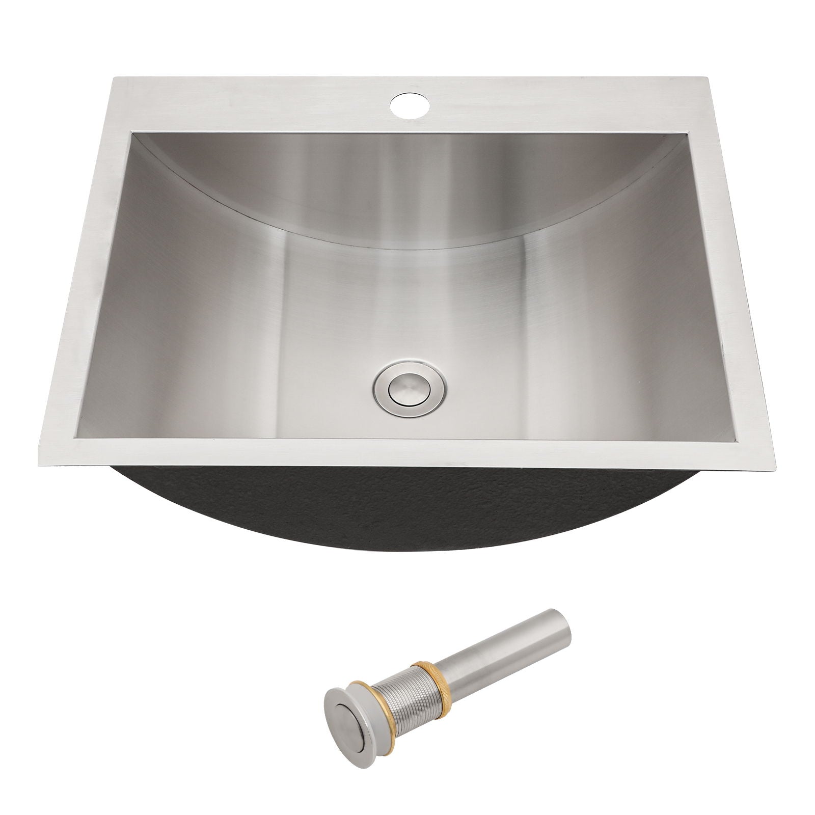 21 X 17&quot; Drop In Bathroom Sink With Pop Up Drain, Stainless Steel Su304, Durable &amp; Rust Resistant, Easy Installation - Brushed Nickel